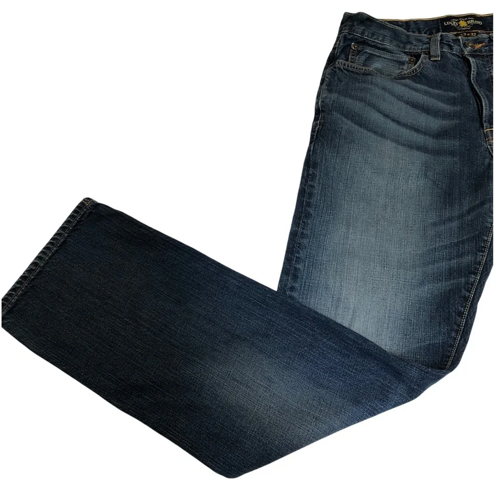 Lucky Brand 121 Heritage Slim Mens Dark Wash Blue Denim Jeans 33x32 Button Fly